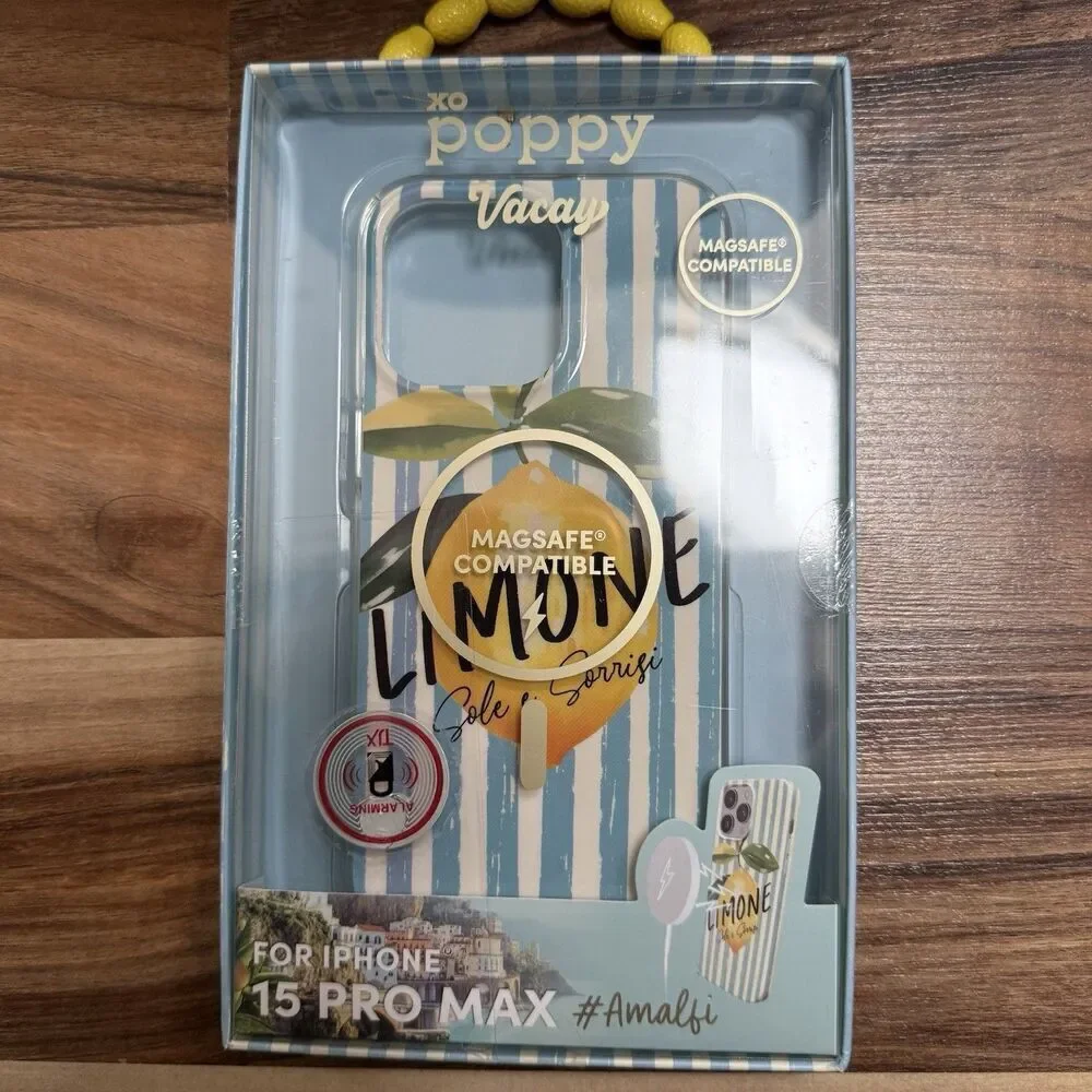 XO Poppy Vacay iPhone 15 Pro Max Limone  Magsafe Compatible Lemon Phone Case NWT